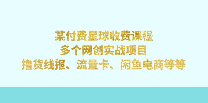 某付钱星体课程内容：好几个网创实践项目，撸货线报网、上网卡、闲鱼平台电子商务等